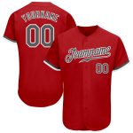 Personalized Red Steel Gray-White Authentic Baseball Jersey Team Custom Name and Number