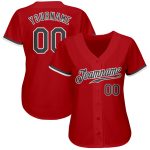 Personalized Red Steel Gray-White Authentic Baseball Jersey Team Custom Name and Number