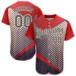 Personalized Red Steel GrayCream 3D Pattern Design Abstract Sport Authentic Baseball Jersey Team Custom Name and Number