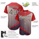 Personalized Red Steel GrayCream 3D Pattern Design Abstract Sport Authentic Baseball Jersey Team Custom Name and Number