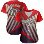 Personalized Red Steel GrayCream 3D Pattern Design Abstract Sport Authentic Baseball Jersey Team Custom Name and Number