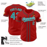 Personalized Red Teal-Black Authentic Baseball Jersey