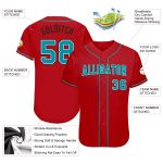 Personalized Red Teal-Black Authentic Baseball Jersey Team Custom Name and Number