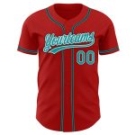 Personalized Red Teal-Black Authentic Baseball Jersey