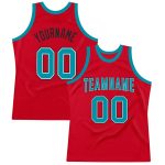 Personalized Red Teal-Black Authentic Throwback Basketball Jersey Team Custom Name and Number