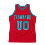 Personalized Red Teal-Black Authentic Throwback Basketball Jersey Team Custom Name and Number