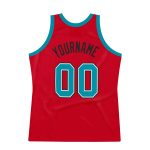 Personalized Red Teal-Black Authentic Throwback Basketball Jersey Team Custom Name and Number