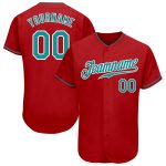 Personalized Red Teal-White Authentic Baseball Jersey Team Custom Name and Number