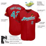 Personalized Red Teal-White Authentic Baseball Jersey Team Custom Name and Number
