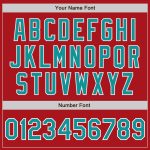 Personalized Red Teal-White Bomber Full-Snap Varsity Letterman Jacket Team Custom Name and Number