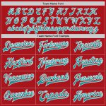 Personalized Red Teal-White Bomber Full-Snap Varsity Letterman Jacket Team Custom Name and Number