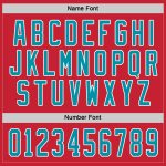 Personalized Red Teal-White Hockey Jersey Team Custom Name and Number