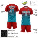 Personalized Red Teal-White Sublimation Soccer Uniform Jersey Team Custom Name and Number