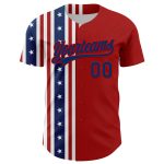 Personalized Red US Navy Blue 3D American Flag And Star Authentic Baseball Jersey Team Custom Name and Number