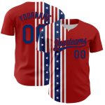Personalized Red US Navy Blue 3D American Flag And Star Authentic Baseball Jersey Team Custom Name and Number