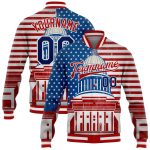 Personalized Red US Navy Blue-Royal American Flag Fashion United States Congress Building 3D Pattern Design Bomber Full-Snap Varsity Letterman Jacket