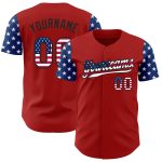 Personalized Red USA Flag-Black 3D American Flag Patriotic Authentic Baseball Jersey Team Custom Name and Number