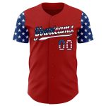 Personalized Red USA Flag-Black 3D American Flag Patriotic Authentic Baseball Jersey Team Custom Name and Number