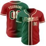 Personalized Red Vintage Mexican Flag Kelly Green-City Cream Authentic Gradient Fashion Baseball Jersey Team Custom Name and Number