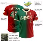 Personalized Red Vintage Mexican Flag Kelly Green-City Cream Gradient Fashion Two-Button Unisex Softball Jersey Team Custom Name and Number