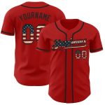 Personalized Red Vintage USA Flag-Black Authentic Baseball Jersey Team Custom Name and Number