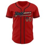 Personalized Red Vintage USA Flag-Black Authentic Baseball Jersey Team Custom Name and Number