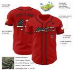 Personalized Red Vintage USA Flag-Black Authentic Baseball Jersey Team Custom Name and Number