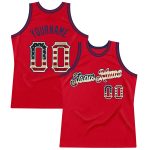 Personalized Red Vintage USA Flag-Black Authentic Throwback Basketball Jersey Team Custom Name and Number