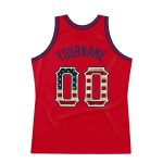 Personalized Red Vintage USA Flag-Black Authentic Throwback Basketball Jersey Team Custom Name and Number