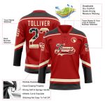 Personalized Red Vintage USA Flag Black-Cream Hockey Lace Neck Jersey Team Custom Name and Number