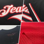 Personalized Red Vintage USA Flag-Black Mesh Authentic Throwback Baseball Jersey Team Custom Name and Number
