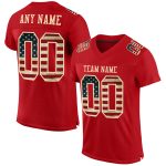 Personalized Red Vintage USA Flag-City Cream Mesh Authentic Football Jersey Team Custom Name and Number