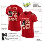 Personalized Red Vintage USA Flag-City Cream Mesh Authentic Football Jersey Team Custom Name and Number