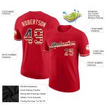 Personalized Red Vintage USA Flag-City Cream Performance T-Shirt Team Custom Name and Number