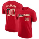 Personalized Red Vintage USA Flag-City Cream Performance T-Shirt Team Custom Name and Number