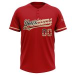 Personalized Red Vintage USA Flag-City Cream Two-Button Unisex Softball Jersey Team Custom Name and Number