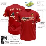 Personalized Red Vintage USA Flag-City Cream Two-Button Unisex Softball Jersey Team Custom Name and Number