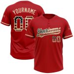 Personalized Red Vintage USA Flag-City Cream Two-Button Unisex Softball Jersey Team Custom Name and Number