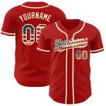 Personalized Red Vintage USA Flag-Cream Authentic Baseball Jersey Team Custom Name and Number
