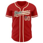 Personalized Red Vintage USA Flag-Cream Authentic Baseball Jersey Team Custom Name and Number