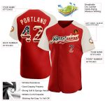 Personalized Red Vintage USA Flag-Cream Authentic Raglan Sleeves Baseball Jersey Team Custom Name and Number