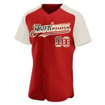 Personalized Red Vintage USA Flag-Cream Authentic Raglan Sleeves Baseball Jersey Team Custom Name and Number