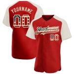 Personalized Red Vintage USA Flag-Cream Authentic Raglan Sleeves Baseball Jersey Team Custom Name and Number