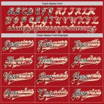 Personalized Red Vintage USA Flag Cream-Black Bomber Full-Snap Varsity Letterman Jacket Team Custom Name and Number