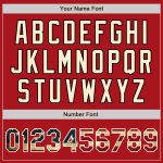 Personalized Red Vintage USA Flag Cream-Black Bomber Full-Snap Varsity Letterman Jacket Team Custom Name and Number
