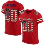 Personalized Red Vintage USA Flag-Cream Mesh Authentic Football Jersey Team Custom Name and Number