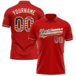 Personalized Red Vintage USA Flag-Cream Performance Vapor Golf Polo Shirt Team Custom Name and Number