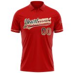 Personalized Red Vintage USA Flag-Cream Performance Vapor Golf Polo Shirt Team Custom Name and Number