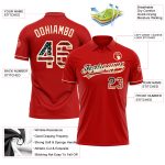 Personalized Red Vintage USA Flag-Cream Performance Vapor Golf Polo Shirt Team Custom Name and Number