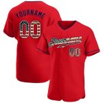 Personalized Red Vintage USA Flag-Navy Authentic Baseball Jersey Team Custom Name and Number